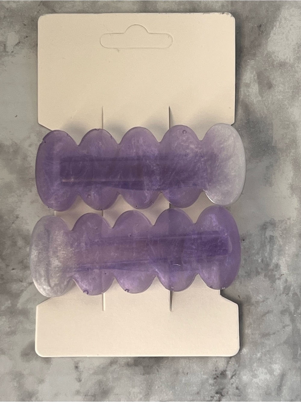 Set of 2 Lavender Resin Scalloped Hair Clips